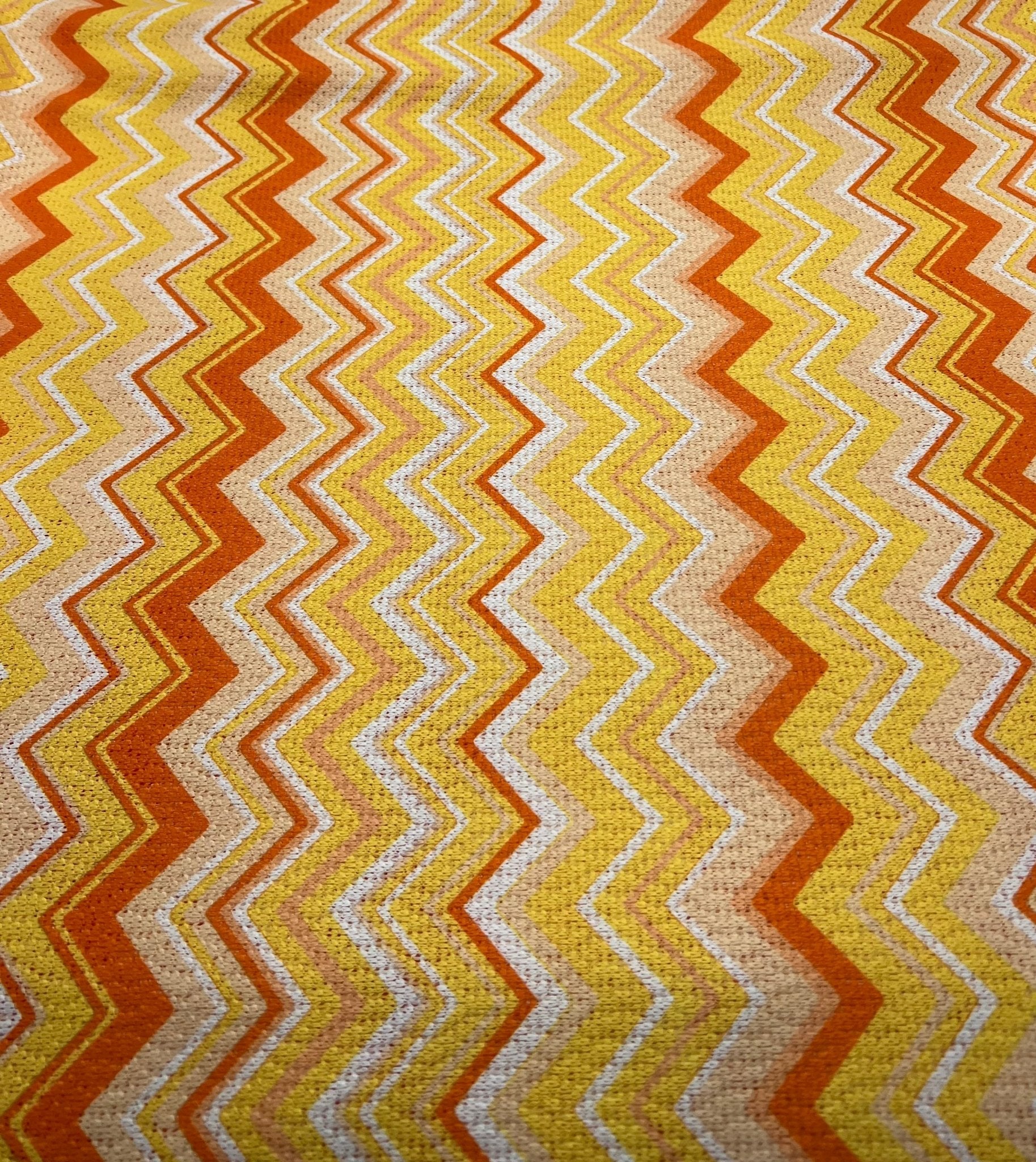 Yellow Orange Zigzag Knitted 4 Way Stretch Fabric - T9 Fabrics